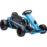 Homcom Kinder Elektro Gokart mit Langsamem Start, Musik, Hupe und Sicherheitsgurt, Kinderfahrzeug für 8-12 Jahre Kinder, Blau