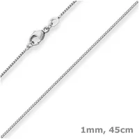 Schmuck Krone Goldkette 1mm Bingokette aus 585 Weißgold 45cm, Gold 585 silberfarben