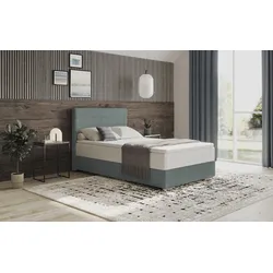 Boxbett INOSIGN "Stratus 2", blau (aqua clean pascha 316 aqua), B:127cm L:211cm, 92% Polyester / 8% Nylon, Komplettbetten, Boxspringbett, inkl. Bettkasten und Matratze
