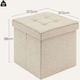 Woltu Sitzbank Faltbar Beige 37,5 x 37,5 x 38 cm