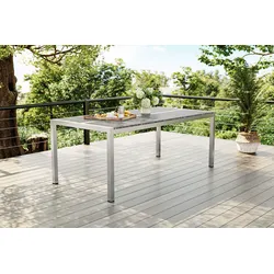 OUTFLEXX Gartentisch, Edelstahl/Granit, 200 x 100 cm, witterungsbeständig, rostfreies Material, hohe Belastbarkeit
