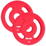 GORILLA SPORTS Hantelscheiben Neopren, 30/31 mm Bohrung, mit Griffen, Gusseisen, Gewichtsscheiben