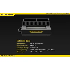 Nitecore USB-Ladegerät UGP3 für GoPro HERO3/3+ Akkus