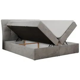 MKS Meble Boxspringbett 140x200 mit Matratze, Bett mit Multipocket - Matratze H3 und Topper, Polsterbett 140x200 mit Bettkasten und Kopfteil, DIEGOS - 140x20... - Hellgrau