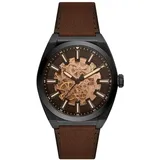 Fossil Herren Analog Automatik Uhr mit Leder Armband ME3207