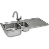 MONSTER SHOP Premium Edelstahl Einbauspüle Küchenspüle Spültisch mit Resteschale + Gratis - Silber