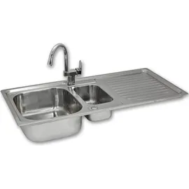 MONSTER SHOP Premium Edelstahl Einbauspüle Küchenspüle Spültisch mit Resteschale + Gratis - Silber