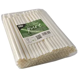Papstar Trinkhalme mit Löffel 20 cm 100 St. Weiß