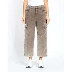 Stoffhose GANG "GANG Hosen Wide Fit 94CAROL CARGO", Damen, Gr. 27, Normalgrößen, chocolate brina, 98% Baumwolle, 2% Elasthan, Hosen