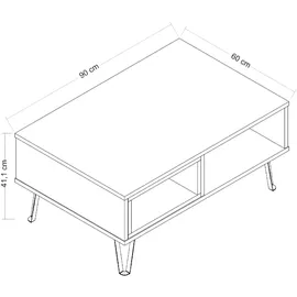 Livetastic Couchtisch Savannah Weiß Eiche dunkel 60 x 41,1 cm