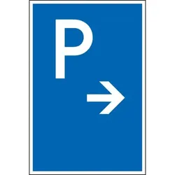 Schild I Parkplatzschild mit Pfeil rechts, Kunststoff, 250x400mm