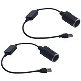 2 Stück Zigarettenanzünder Adapter, 5V USB C Stecker auf 12V Zigarettenanzünder Weiblich Konverter 35CM, 10W Auto Zigarettenanzünder Buchse Konverter für Kamera GPS E-Dog Recorder DVR Dash (USB A)