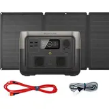 EcoFlow River 2 Max-Set Powerstation inkl. Solarpanel 110W, USB-Schnellladekabel für Smartphones