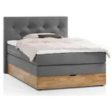 Belanoti Boxspringbett Anthrazit, Echtholz,Eiche, 7-Zonen, 140x200 cm, Schlafzimmer, Betten, Boxspringbetten
