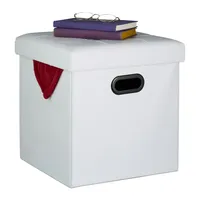 Relaxdays Hocker, Sitzhocker Stauraum, gepolstert, faltbar, HBT: 39x37x37 cm,