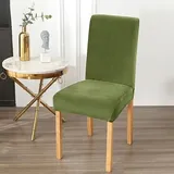 Hixingo Stuhlhussen 1 2 4 6er Set,Plüsch Uni-Farben Stretch Stuhlhussen Schwingstühle Waschbar Stuhlbezug,Esszimmerstühle Stuhlbezüge für Küche,Restaurant,Bankett,Party Schutz (6er Set,Grün)