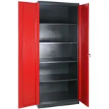 PROREGAL Stahlschrank Owl mit 4 Fachboden | HxBxT 192x78x58cm | Anthrazitgrau/Rot | Büroschrank Aktenschrank Aufbewahrungsschrank