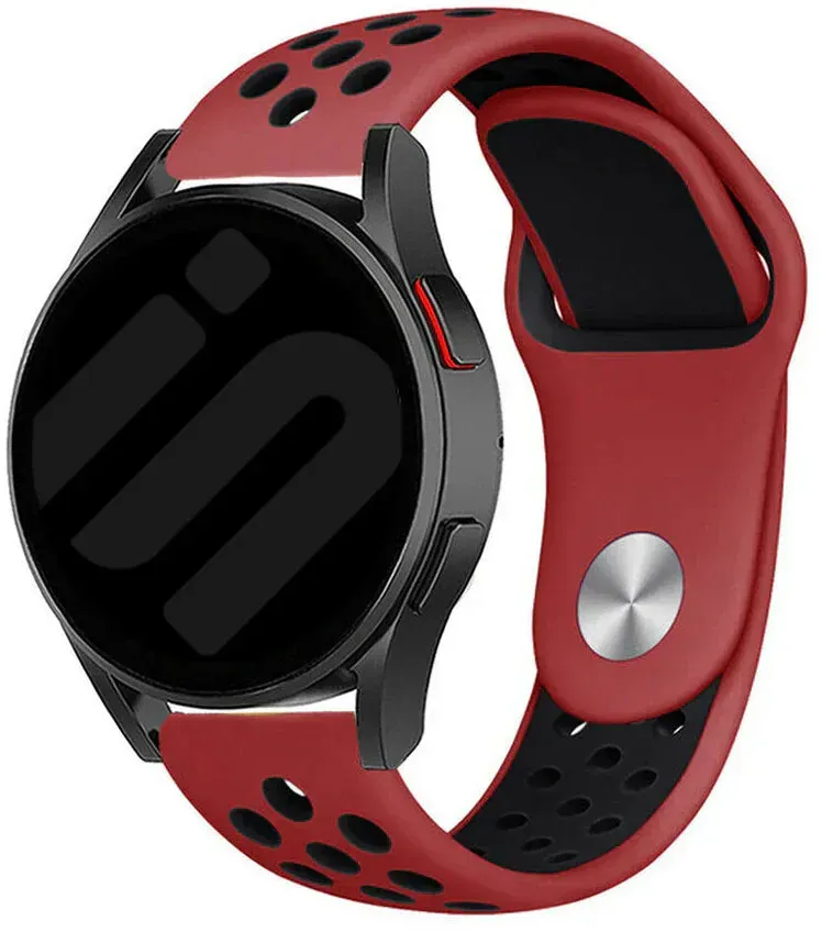 Strap-it Amazfit Cheetah (Pro) Armband Silikon 'Sport' für Amazfit Cheetah  - Rot/Schwarz - Druckknopf Verschluss