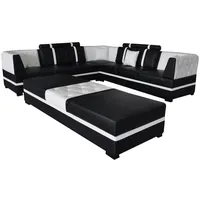 Xlmoebel Ecksofa Neu Ecksofa aus Leder Wohnlandschaft Polster-Eckcouch Sitzgarnitur, Hergestellt in Europa schwarz