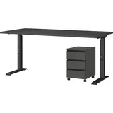 KADIMA DESIGN Büro Set 2-teilig Schreibtisch 160x80cm & Rollcontainer Graphit Einstellbar 68-91cm & Soft-Close Made in Germany "Stuttgart" Kadima Design