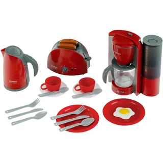 Bosch Theo Klein 9564 Frühstücksset | Küchen-Set bestehend aus Toaster, Kaffeemaschine, Wasserkocher und vielem mehr | Verpackungsmaße: 44,5 cm x 13 cm x 34 cm | Spielzeug für Kinder ab 3 Jahren