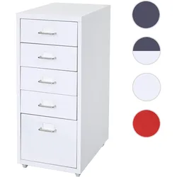 Rollcontainer Boston T851, Schubladenschrank Stahlschrank, 69x28x41cm 5 Schubladen ~ wei√ü