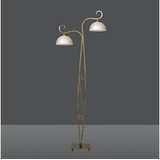 Licht-Erlebnisse Stehleuchte Wohnzimmer in Gold antik 160 cm Metall Glas elegant 2x E27 Stehlampe