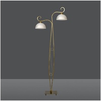 Licht-Erlebnisse Stehleuchte Wohnzimmer in Gold antik 160 cm Metall Glas elegant 2x E27 Stehlampe