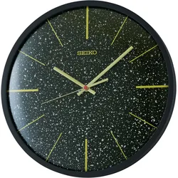 Wanduhr SEIKO, schwarz, Wanduhren, H: 4,5cm, Quarzuhr, durchlaufende Sekunde, Wohnzimmer, Esszimmer, Büro