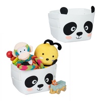 2 x Aufbewahrungskorb Filz Spielzeugkorb Filzkorb Panda-Motiv Kinderzimmerkorb