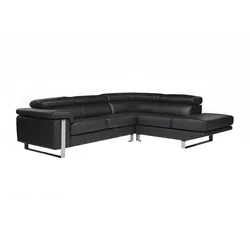 Ecksofa - Leder - Ecke Rechts - Schwarz - MYSTIQUE