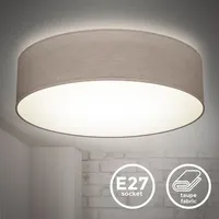 B.K.Licht Deckenlampe Stoff Textilschirm Wohnzimmer Deckenlampe Schlafzimmer taupe 2xE27