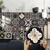 Fliesenaufkleber Schwarzes Gold Marokko Klebefliesen Wasserfest Fliesenaufkleber Bad Vinyl Küchenrückwand Selbstklebend Fliesenaufkleber Küche Deko Fliesenfolie 10 Stück/30x30cm
