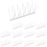 Relaxdays Vogelabwehr Spikes, 12er Set, HBT: 10,5 x 25 x 14 cm, Taubenabwehr Balkon & Dach, 4-reihig, Edelstahl, Silber