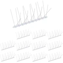 Relaxdays Vogelabwehr Spikes, 12er Set, HBT: 10,5 x 25 x 14 cm, Taubenabwehr Balkon & Dach, 4-reihig, Edelstahl, Silber