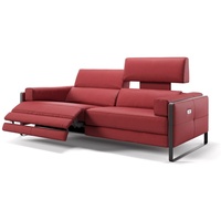 Sofanella 3-Sitzer Sofanella 3-Sitzer MILO Ledersofa Relaxsofa Couch in Rot rot