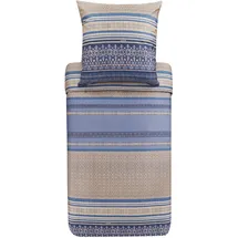 BASSETTI Bettwäsche Garnitur Roccaraso B1 Mako-Satin Blau 2-Teilig 200x200+80x80cm