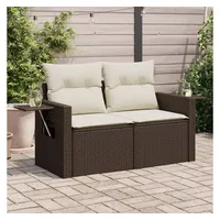 vidaXL Gartensofa mit Kissen 2-Sitzer Braun Poly Rattan