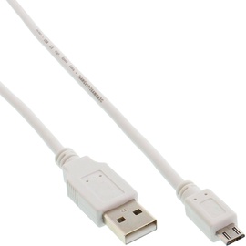 InLine Micro-USB 2.0 Kabel, USB-A Stecker an Micro-B Stecker, weiß, 1m