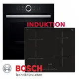 BOSCH Induktions Herd-Set Bosch Herdset Induktion Backofen Serie 8 + Induktion Kochfeld Autark, mit Teleskopauszug nachrüstbar, ecoClean Plus Ausstattung: Rückwand, EcoClean, TFT-Display, 4D Heißluft, Teleskop, PowerBoost