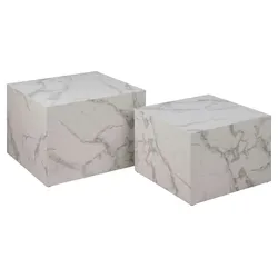 Dice Couchtisch Marmor 2 Stück Dekor weiss.