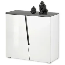 Stella Trading Kommode Boston weiß anthrazit B/H/T: ca. 88x83x38 cm - weiß, anthrazit
