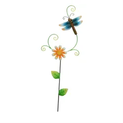 Gartenstecker Libelle mit Blume Terrasse Deko Beet Blumentopf Pflanzenstecker