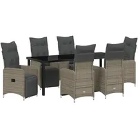 VidaXL 7-teiliges Garten-Dining-Set mit Kissen Beige Poly Rattan