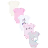 TupTam Baby Body Mädchen 5er Pack – Kurzarm Body Baby aus Baumwolle, Ideal für Sommer und Alltag, Farbe: Streifen Giraffe Kaninchen Rosa Weiß Grau, Größe: 86 - 86