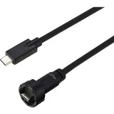 TRU Components USB-C® 3.1 Stecker auf Stecker IP67 (Gewinde) Kabel 0,5m TC-E10T-MT3.1-MWA/NWA-0.5PV-S Wasserdichtes Kunststoffkabel TC-13543588
