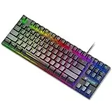 CLSSLVVBN Kabelgebundene LED Tastatur mit Hintergrundbeleuchtung 87 Tasten PC Mechanische beleuchtete Tastaturen Schwarz Spritzwassergeschützt Laptop Zubehör Jungen Geschenke Tablet