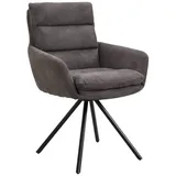 Cantus Armlehnstuhl Grau, Metall, Textil, Drehkreuz, 62x89x65 cm, Sitzfläche 360° drehbar, inklusive Armlehnen, Esszimmer, Stühle, Esszimmerstühle, Armlehnenstühle