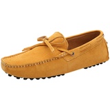 Jamron Herren Weich Wildleder Fahrschuhe Halbschuhe Handgefertigt Moccasin Slippers Große Größe Gelb 3660M EU47 - 47 EU