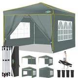 COBIZI Faltpavillon 3x3m Pavillon 3x3 Wasserdicht Stabil Winterfest mit 4 Seitenwände 3.0 Pop Up Pavillon UV-Schutz 50+ Partyzelt Gartenpavillon für Strand Hochzeit Camping(Grau)